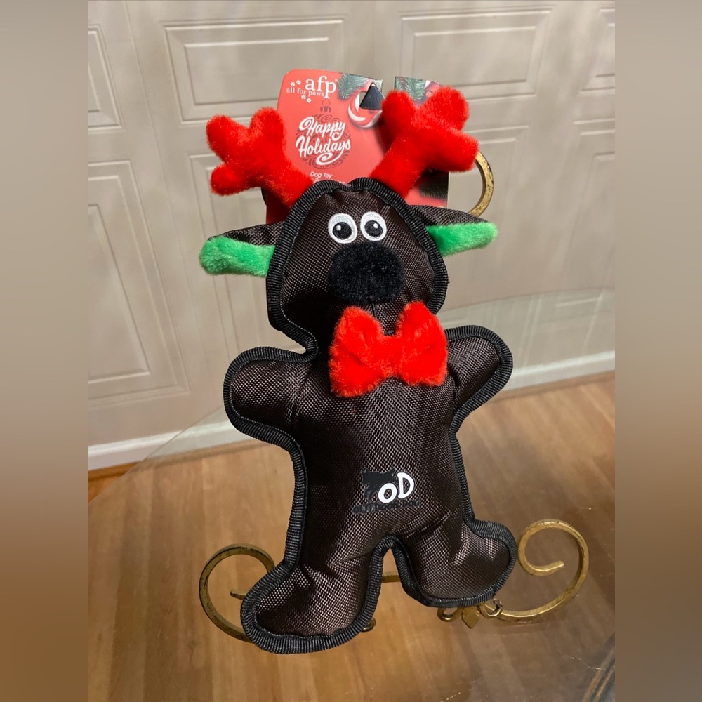 AFP  Happy Holidays Reindeer Dog Toy Squeaker 12” Very Durable
